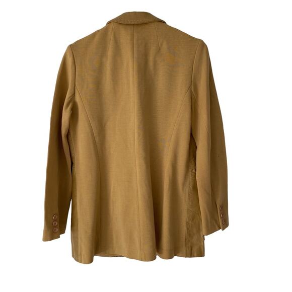 Gina Teresa 60s Vintage Leather Wool Blend Tan Jacket size 12 - Picture 5 of 10